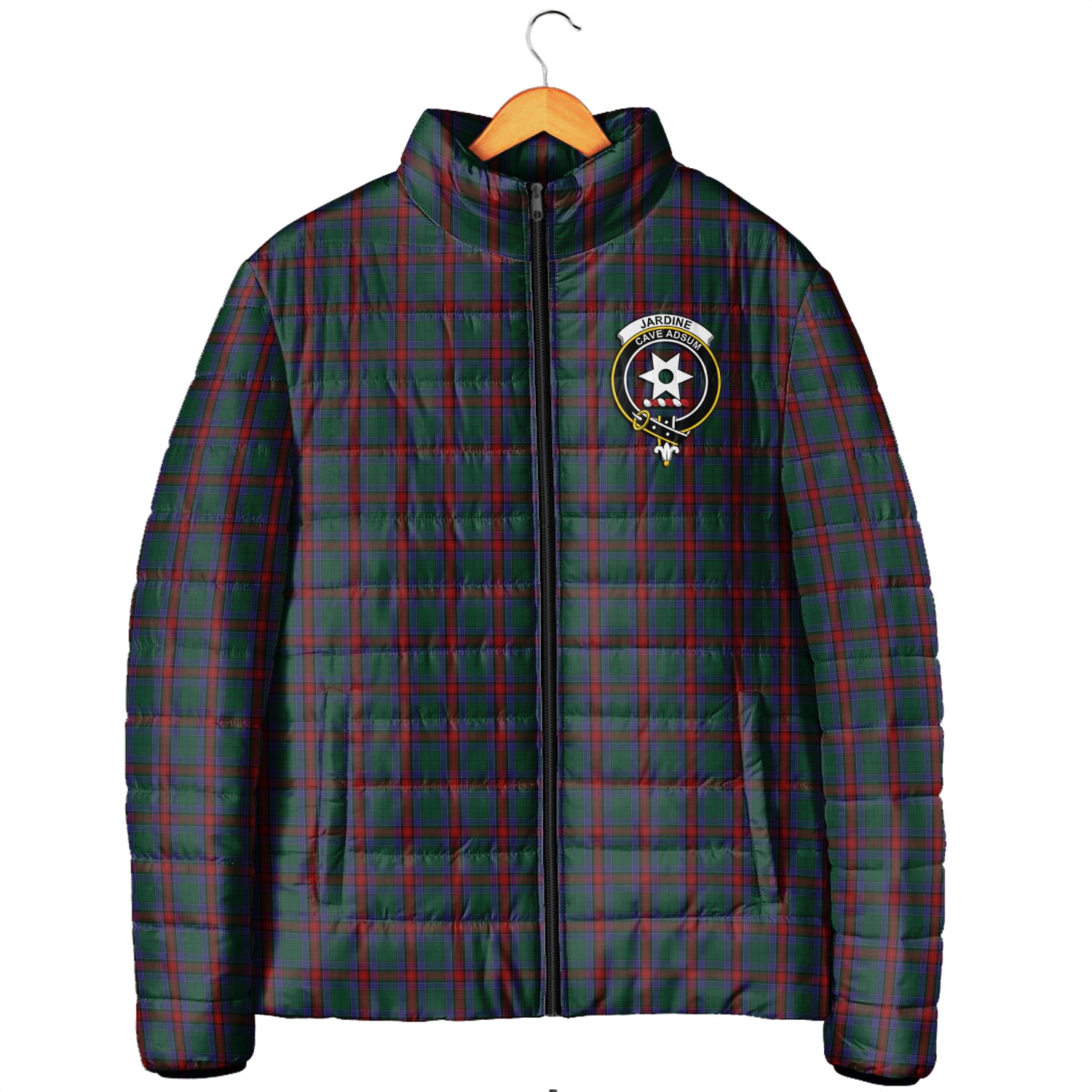 Jardine Dress Tartan Padded Jacket with Family Crest Men's Padded Jacket - Tartan Vibes Clothing