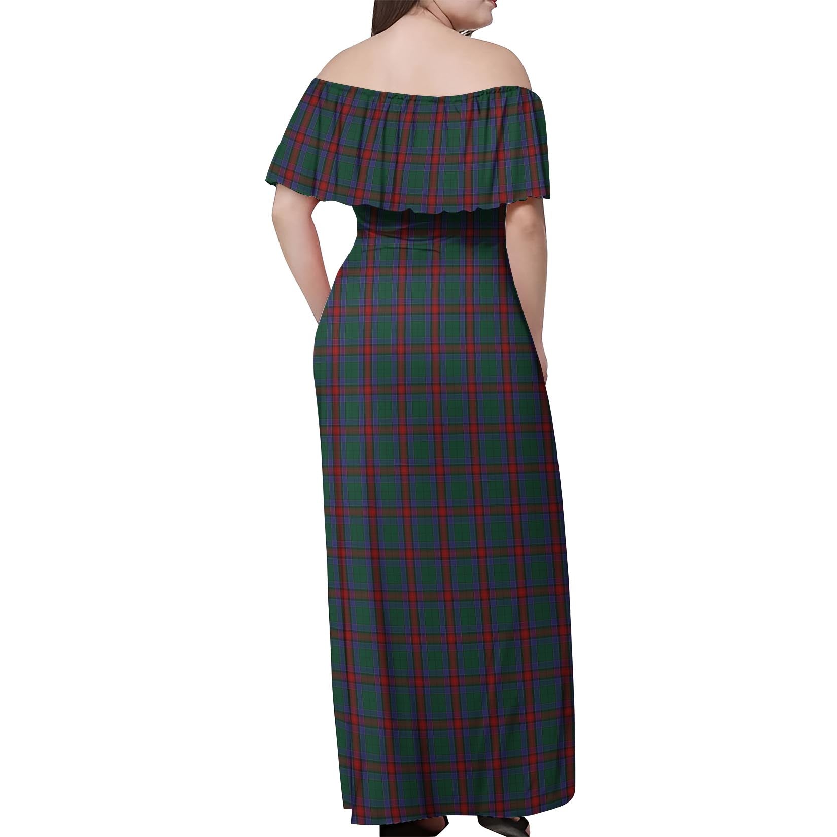 Jardine Dress Tartan Off Shoulder Long Dress - Tartanvibesclothing