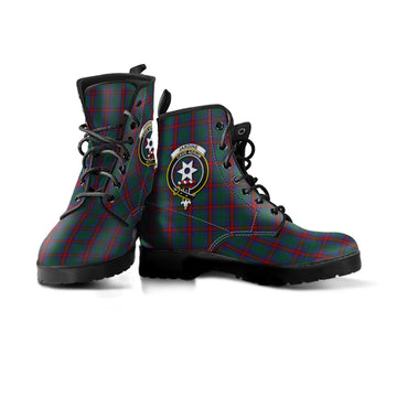 Jardine Dress Tartan Leather Boots with Family Crest