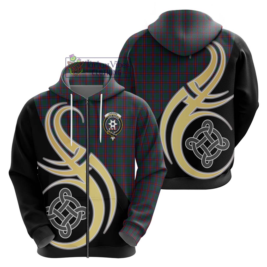 Jardine Dress Tartan Hoodie with Family Crest and Celtic Symbol Style - Tartan Vibes Clothing