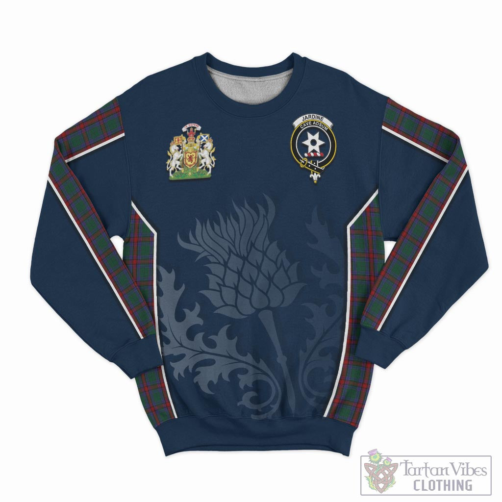 Tartan Vibes Clothing Jardine Dress Tartan Sweatshirt with Family Crest and Scottish Thistle Vibes Sport Style