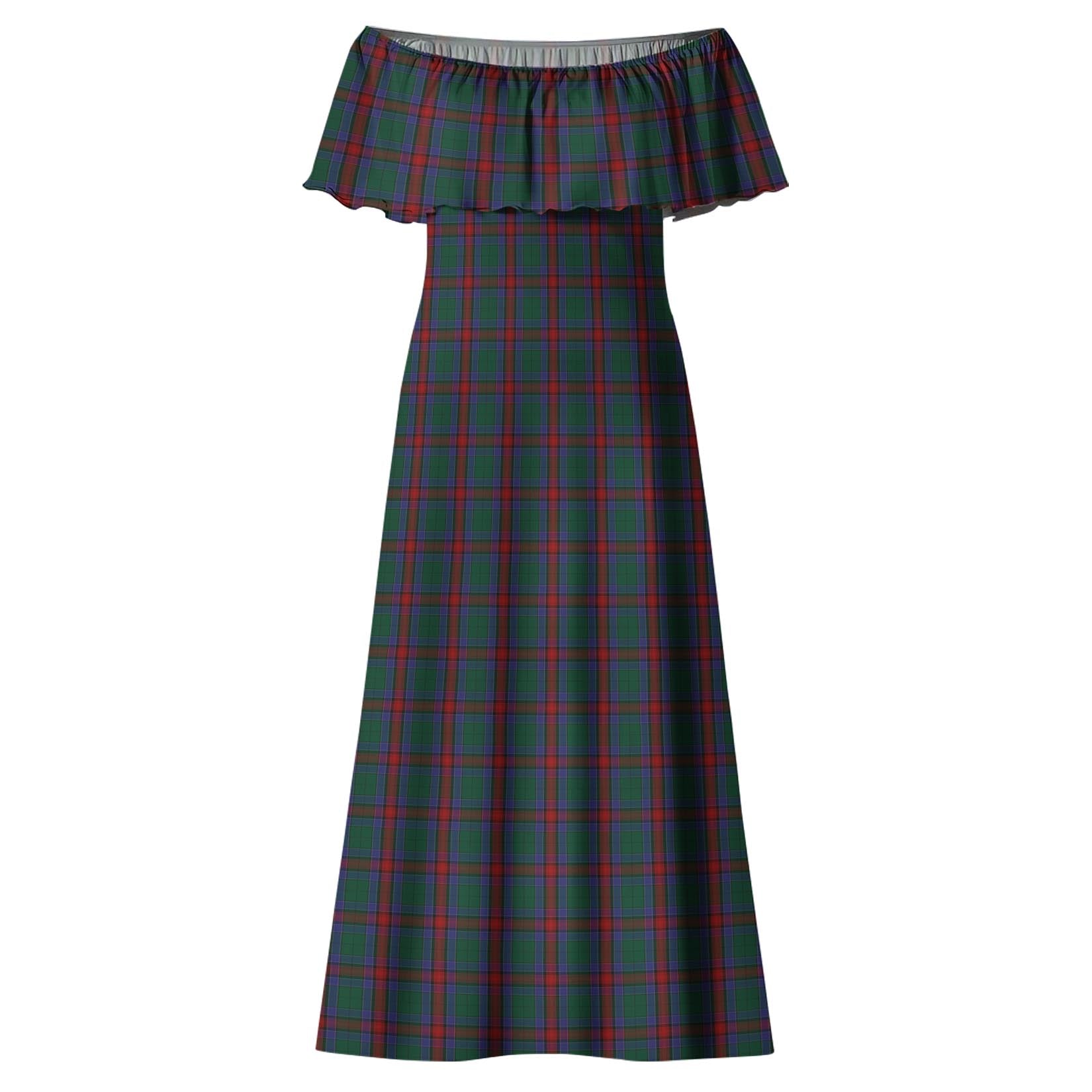 Jardine Dress Tartan Off Shoulder Long Dress - Tartanvibesclothing