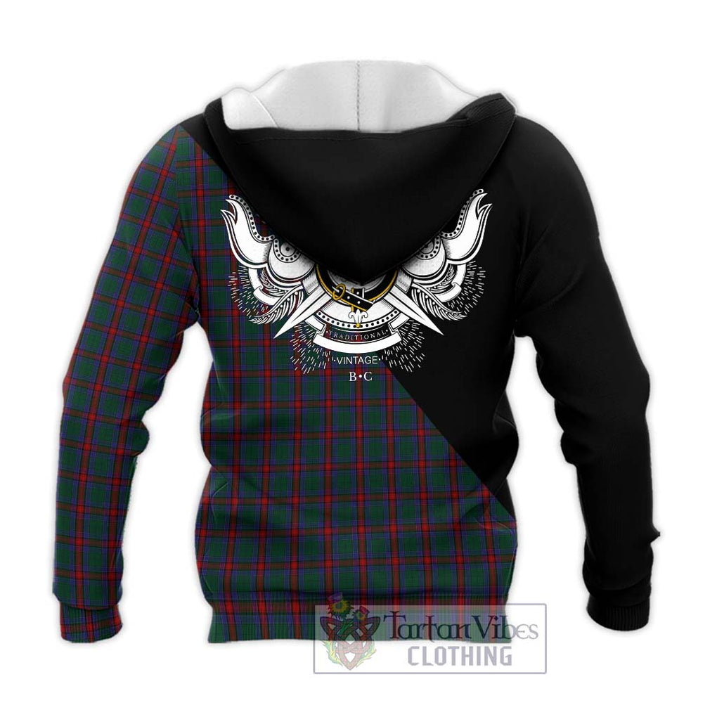 Jardine Dress Tartan Knitted Hoodie with Family Crest and Military Logo Style - Tartanvibesclothing Shop