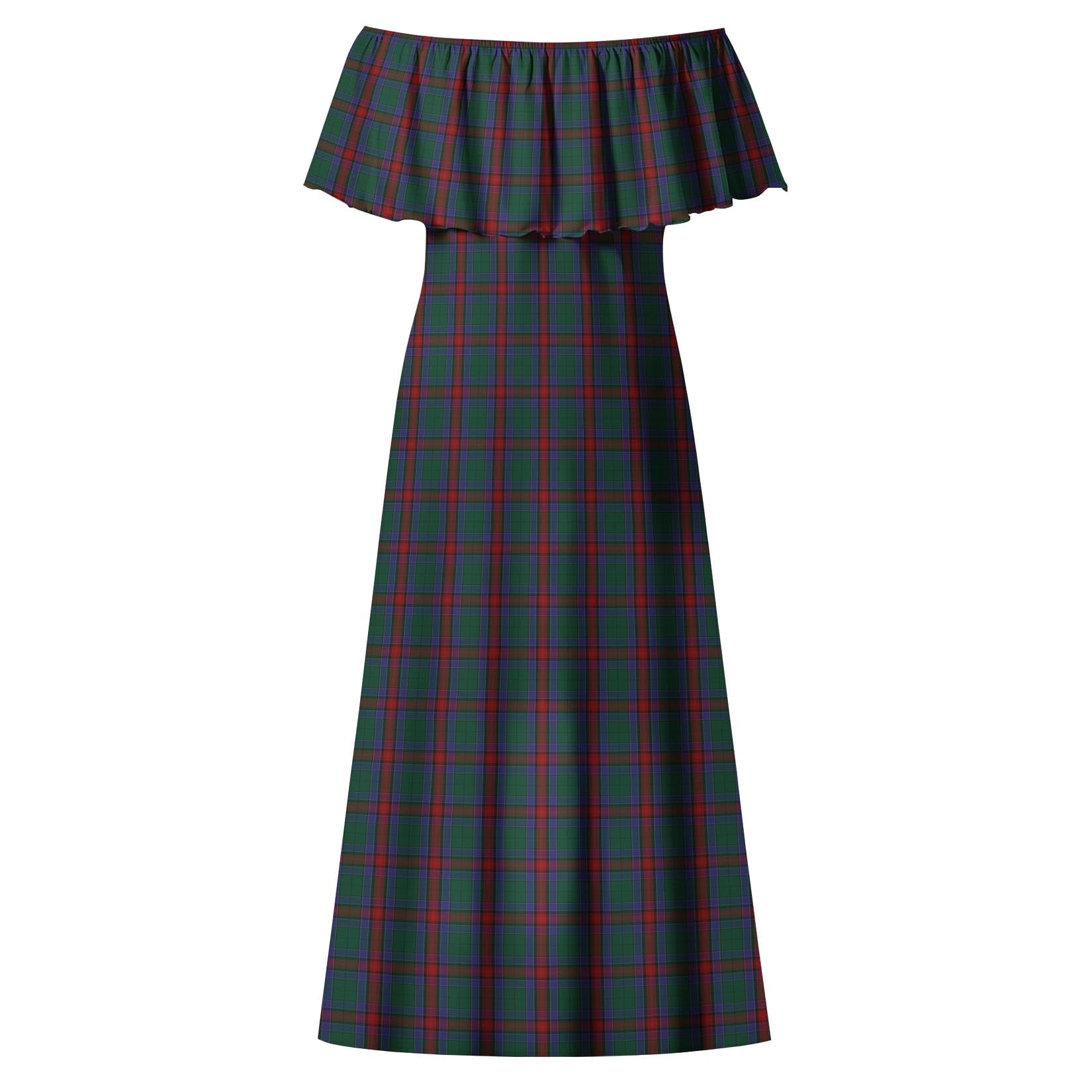 Jardine Dress Tartan Off Shoulder Long Dress - Tartanvibesclothing