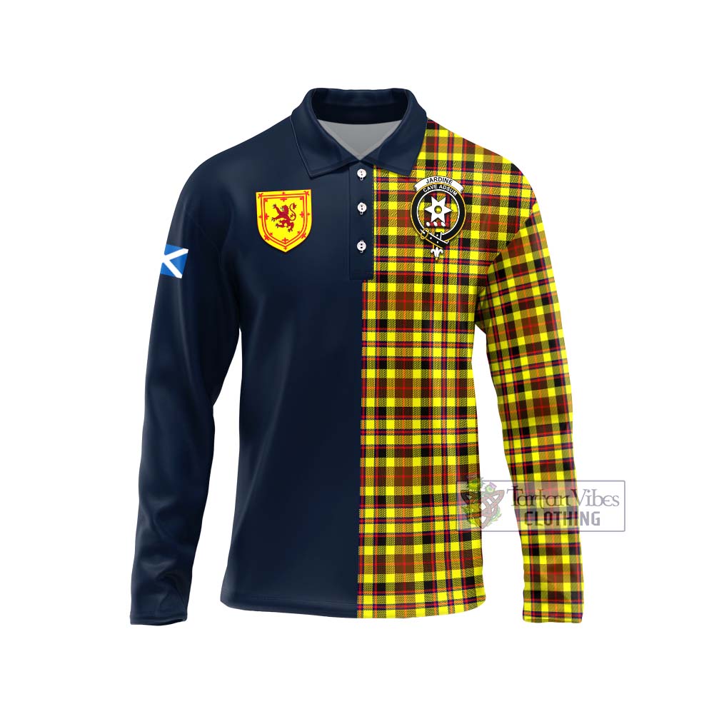 Tartan Vibes Clothing Jardine Modern Tartan Long Sleeve Polo Shirt with Scottish Lion Royal Arm Half Style