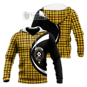 Jardine Modern Tartan Knitted Hoodie with Family Crest Circle Style