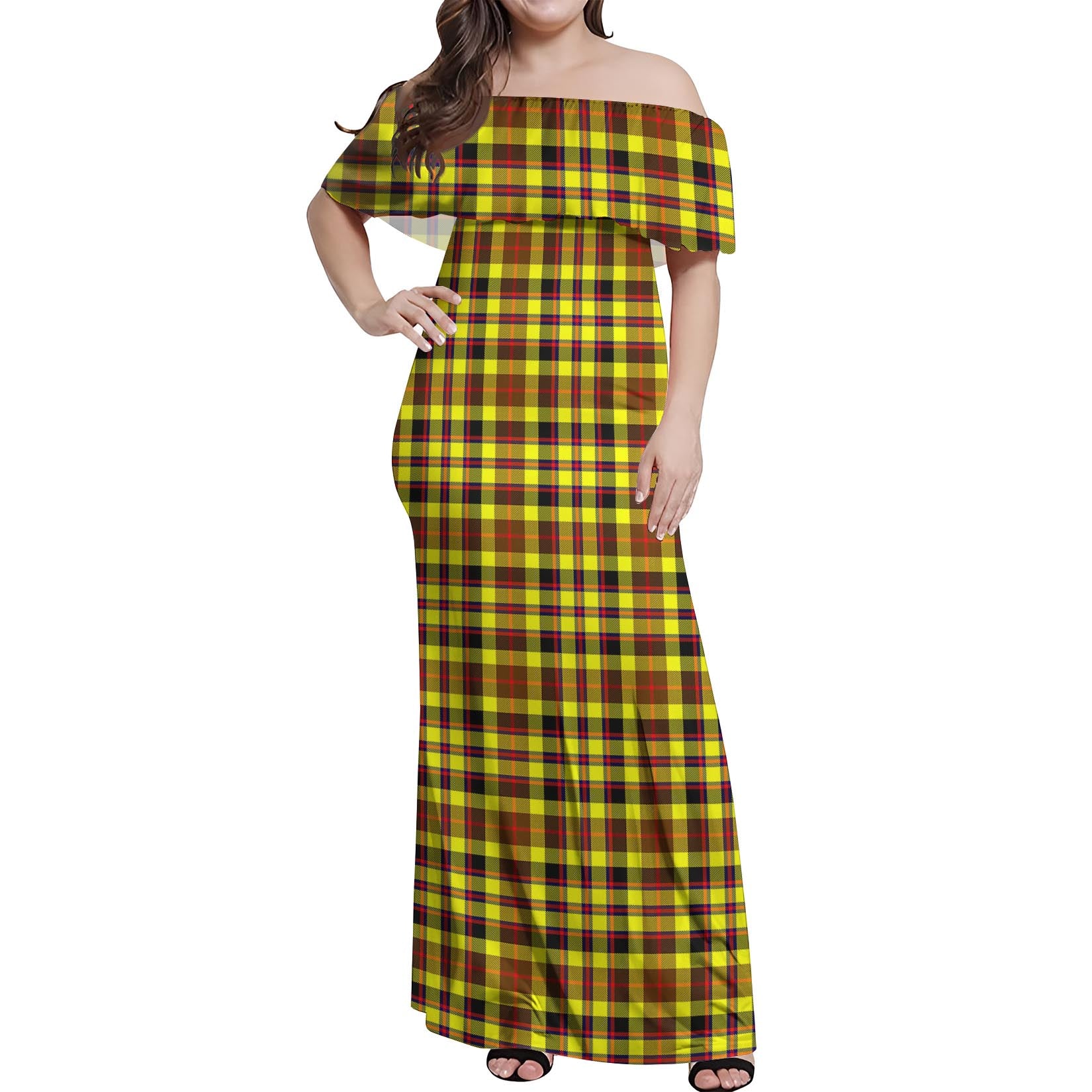 Jardine Modern Tartan Off Shoulder Long Dress Women's Dress - Tartanvibesclothing