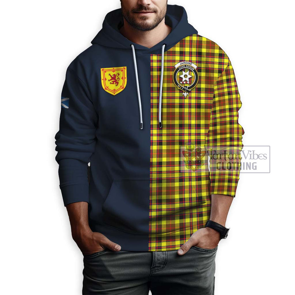 Tartan Vibes Clothing Jardine Modern Tartan Hoodie with Scottish Lion Royal Arm Half Style