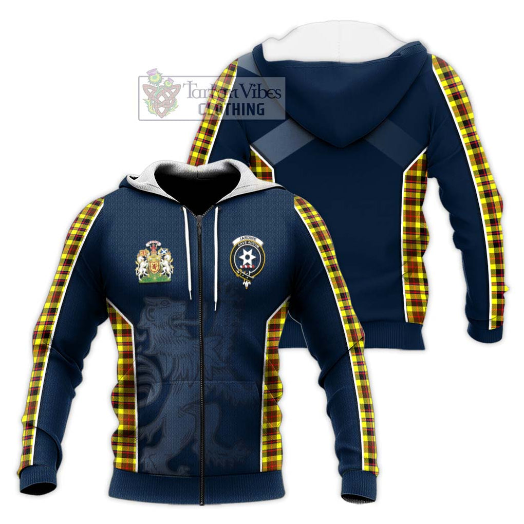 Jardine Modern Tartan Knitted Hoodie with Family Crest and Lion Rampant Vibes Sport Style Unisex Knitted Zip Hoodie - Tartan Vibes Clothing