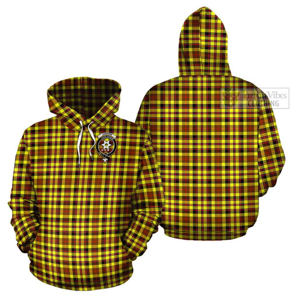 Jardine Modern Tartan Cotton Hoodie with Family Crest Pullover Hoodie - Tartan Vibes Clothing