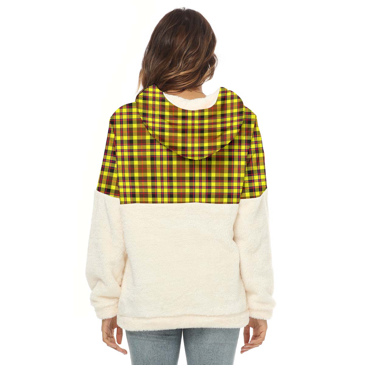 Jardine Modern Tartan Women's Borg Fleece Hoodie With Half Zip - Tartan Vibes Clothing