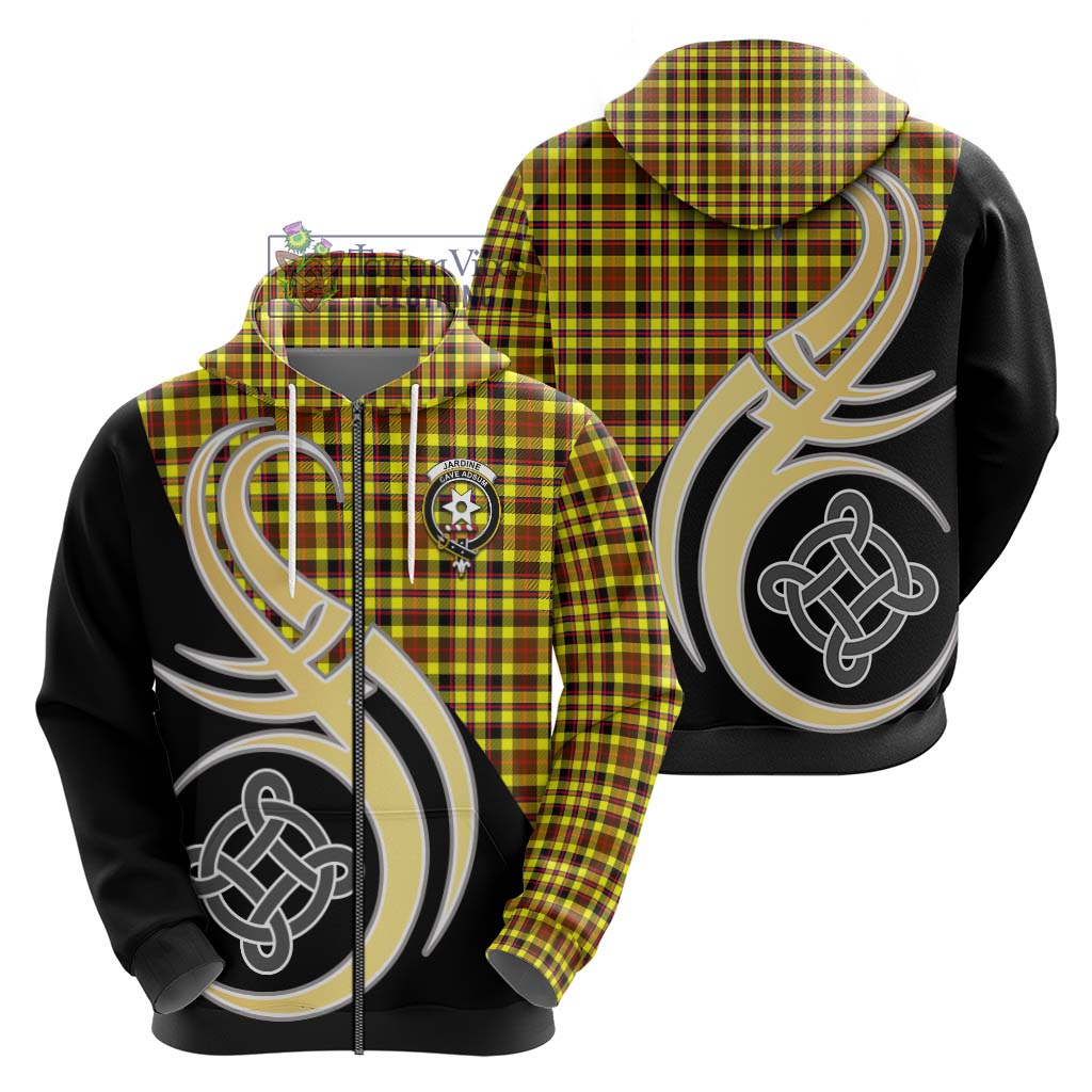 Jardine Modern Tartan Hoodie with Family Crest and Celtic Symbol Style - Tartan Vibes Clothing