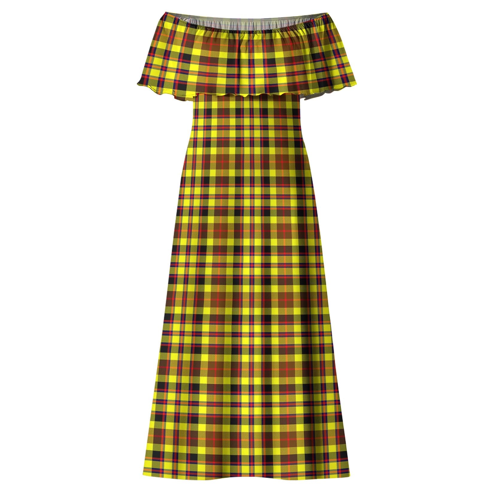 Jardine Modern Tartan Off Shoulder Long Dress - Tartanvibesclothing