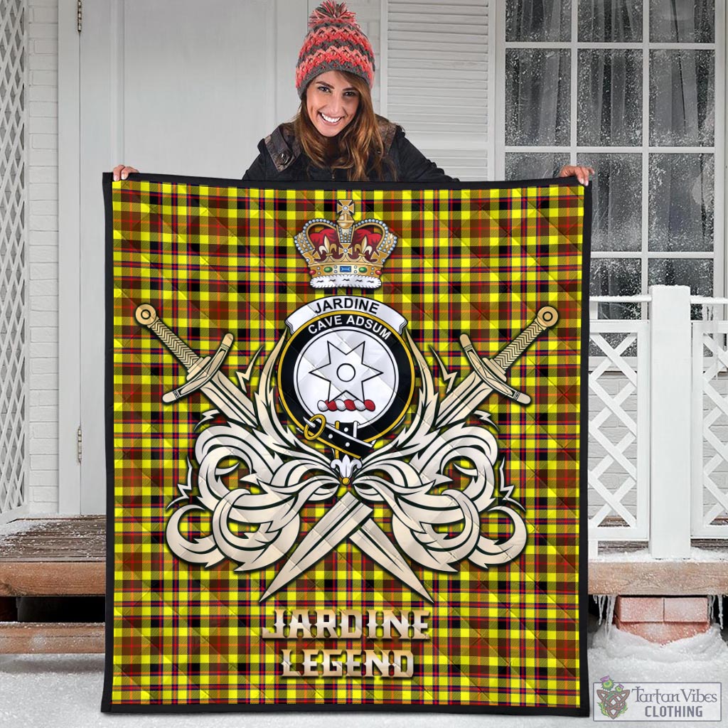 Tartan Vibes Clothing Jardine Modern Tartan Quilt with Clan Crest and the Golden Sword of Courageous Legacy