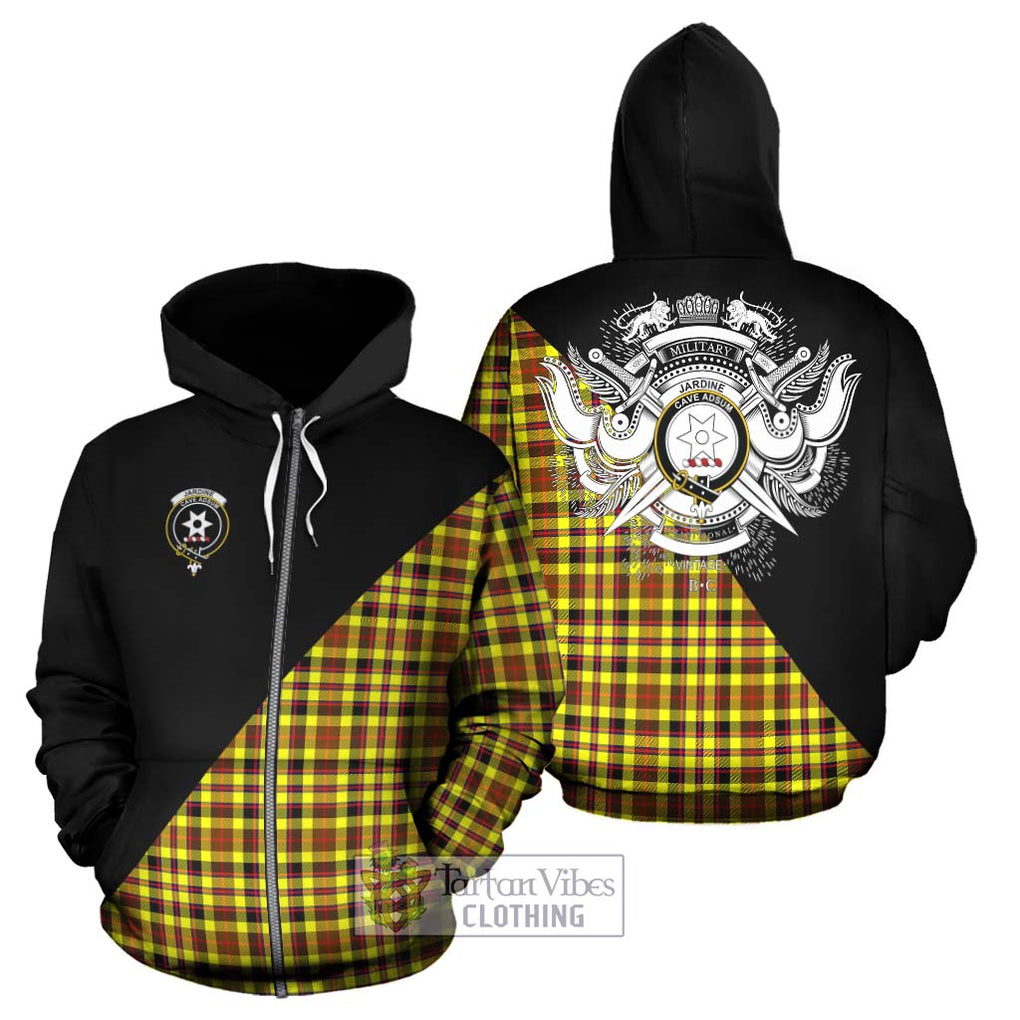 Jardine Modern Tartan Hoodie with Family Crest and Military Logo Style - Tartanvibesclothing Shop