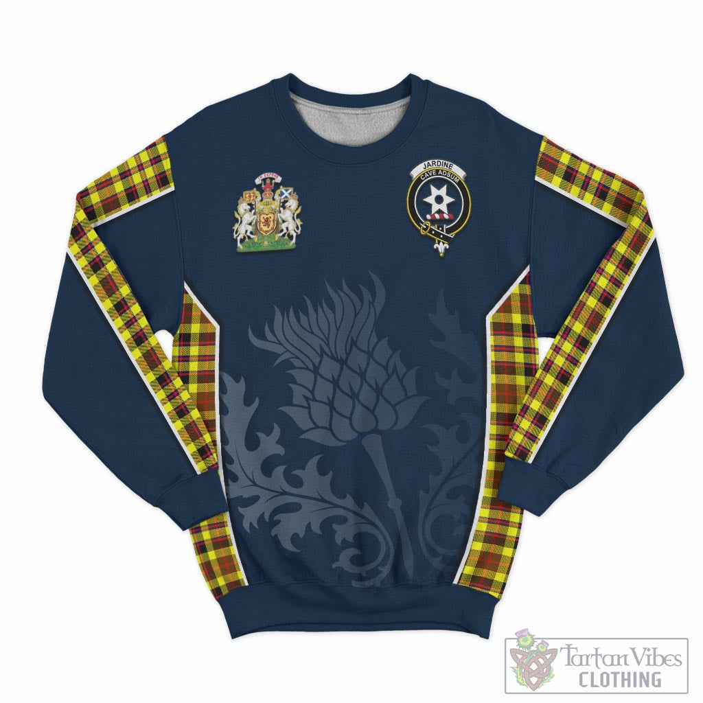 Tartan Vibes Clothing Jardine Modern Tartan Sweatshirt with Family Crest and Scottish Thistle Vibes Sport Style