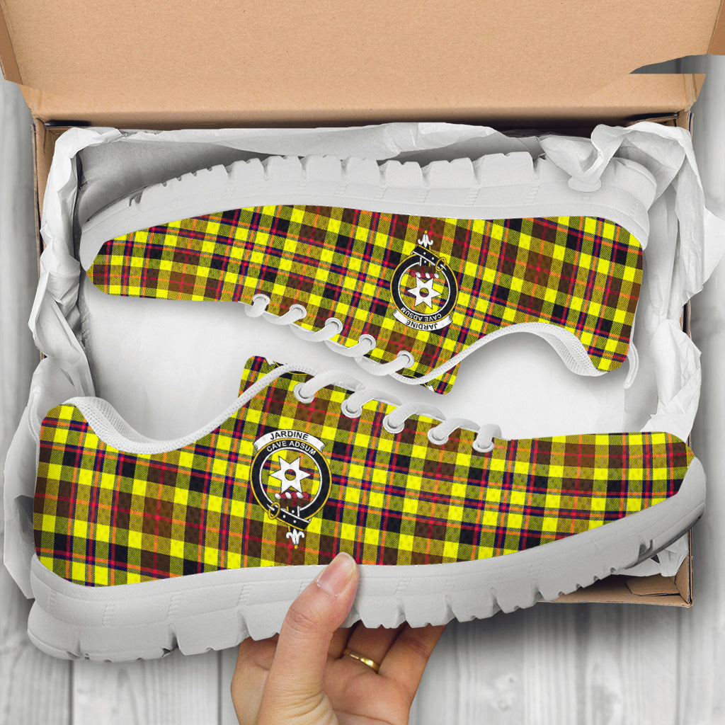 Jardine Modern Tartan Sneakers with Family Crest - Tartan Vibes Clothing