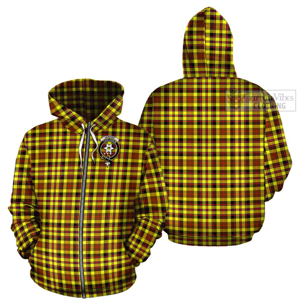 Jardine Modern Tartan Cotton Hoodie with Family Crest Zip Hoodie - Tartan Vibes Clothing