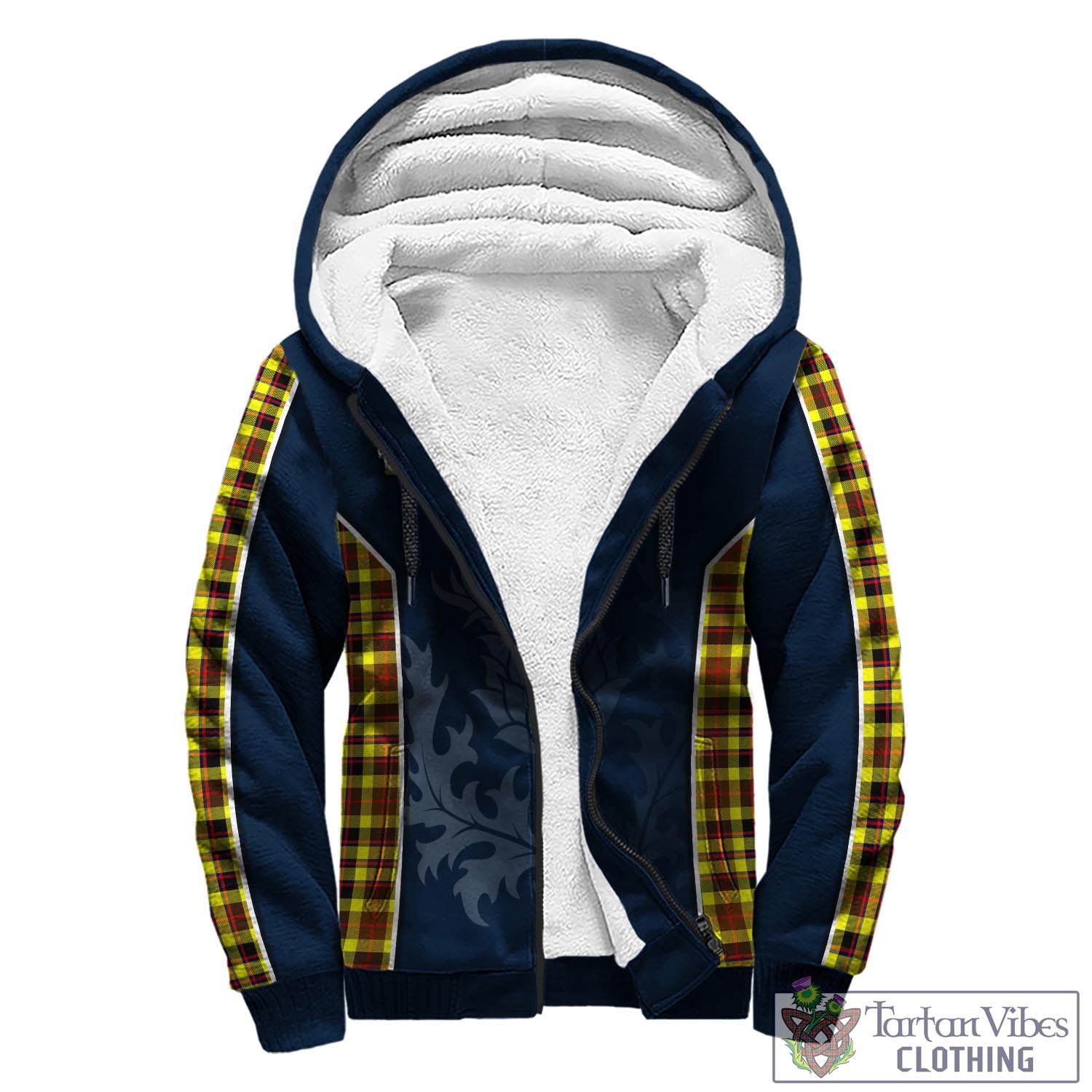 Tartan Vibes Clothing Jardine Modern Tartan Sherpa Hoodie with Family Crest and Scottish Thistle Vibes Sport Style