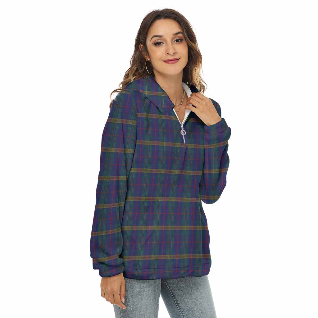 Tartan Vibes Clothing Jenkins of Wales Tartan Women's Borg  Half Zip Fleece Hoodie