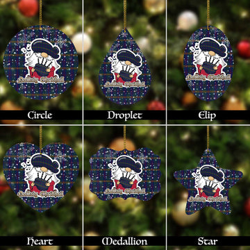 Jenkins of Wales Tartan Christmas Ornaments with Scottish Gnome Playing Bagpipes