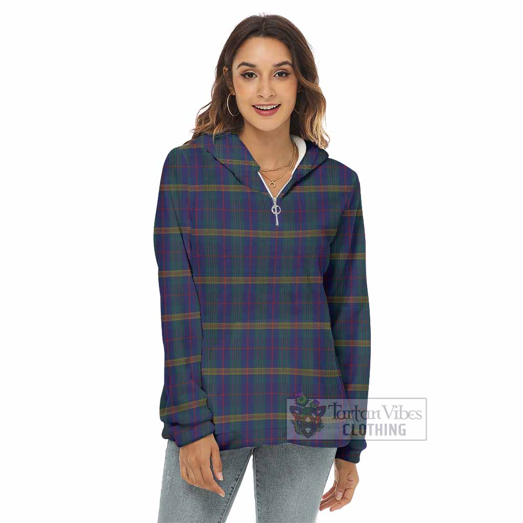 Tartan Vibes Clothing Jenkins of Wales Tartan Women's Borg  Half Zip Fleece Hoodie