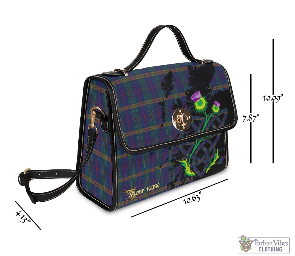 Tartan Vibes Clothing Jenkins of Wales Tartan Waterproof Canvas Bag with Scotland Map and Thistle Celtic Accents