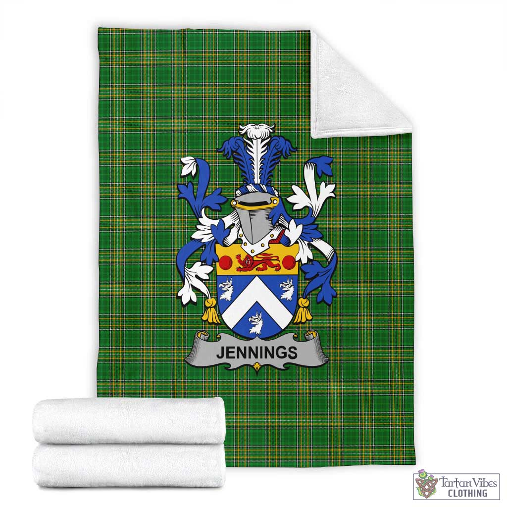 Jennings Irish Clan Tartan Blanket with Coat of Arms X-Large 59 x 79 inches 150 x 200 cm - Tartan Vibes Clothing