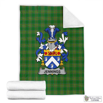 Jennings Irish Clan Tartan Blanket with Coat of Arms X-Large 59 x 79 inches 150 x 200 cm - Tartan Vibes Clothing