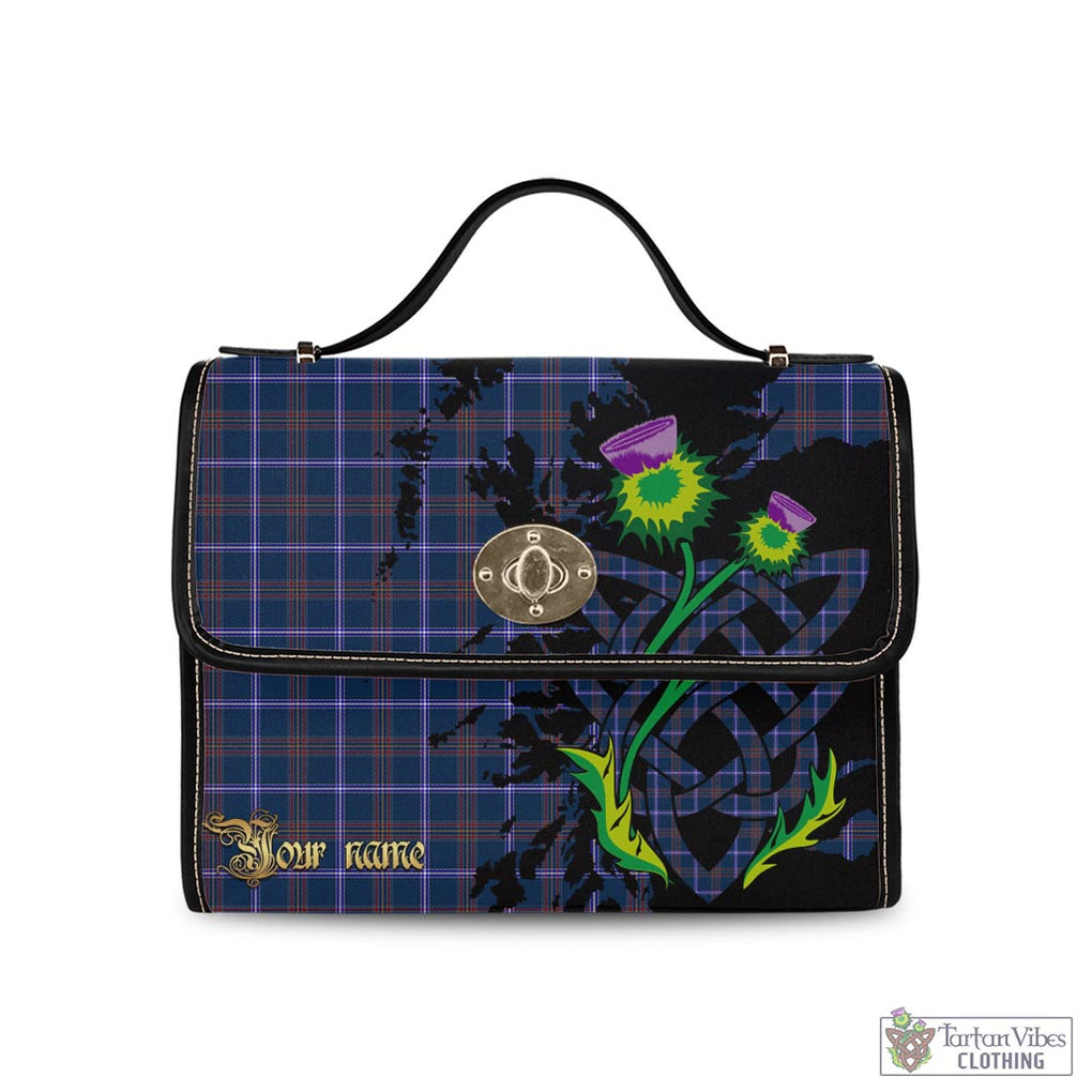 Tartan Vibes Clothing Jewish Tartan Waterproof Canvas Bag with Scotland Map and Thistle Celtic Accents