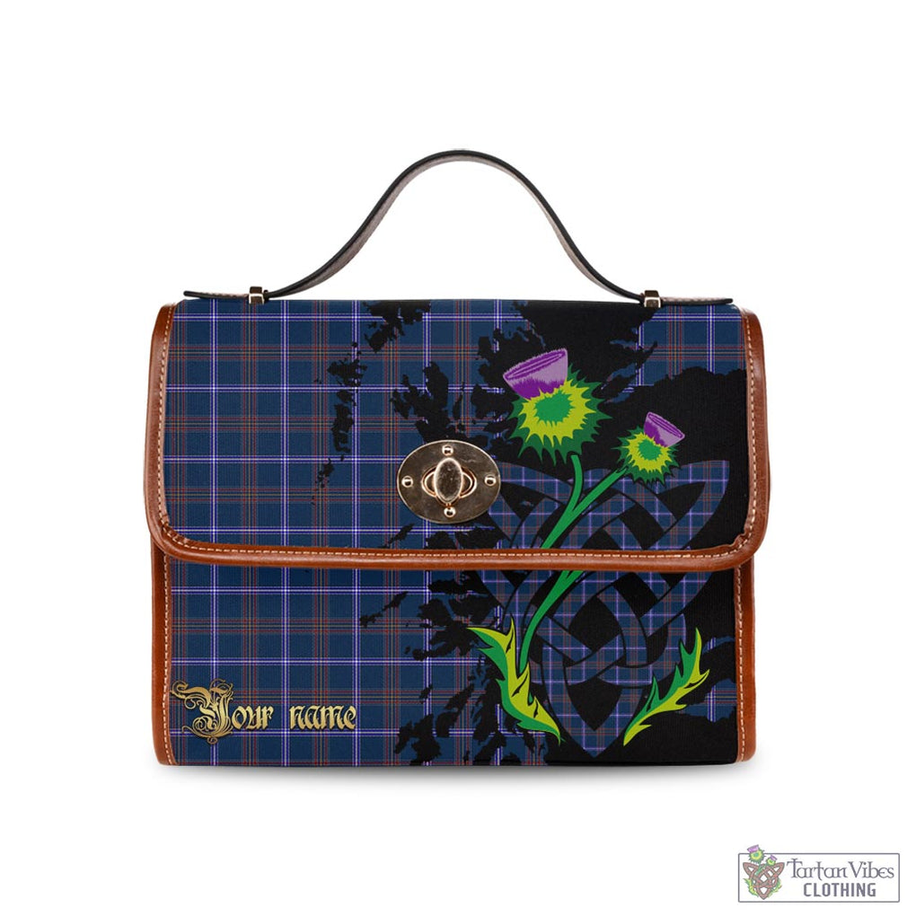 Tartan Vibes Clothing Jewish Tartan Waterproof Canvas Bag with Scotland Map and Thistle Celtic Accents