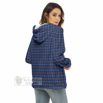 Jewish Tartan Women's Borg Fleece Hoodie with Half Zip