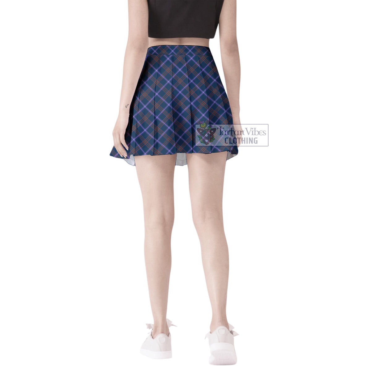 Jewish Tartan Women's Plated Mini Skirt Cross Style - Tartan Vibes Clothing
