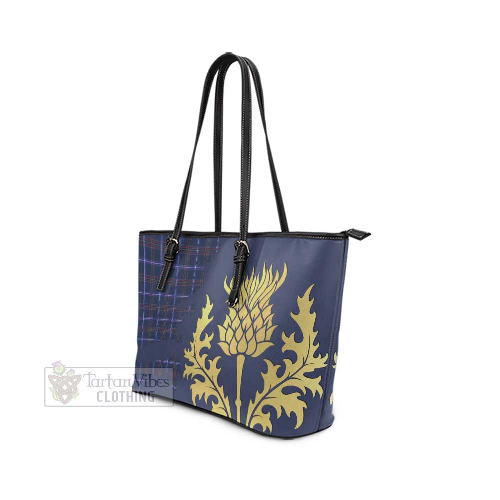 Jewish Tartan Leather Tote Bag Gold Thistle Style - Tartan Vibes Clothing