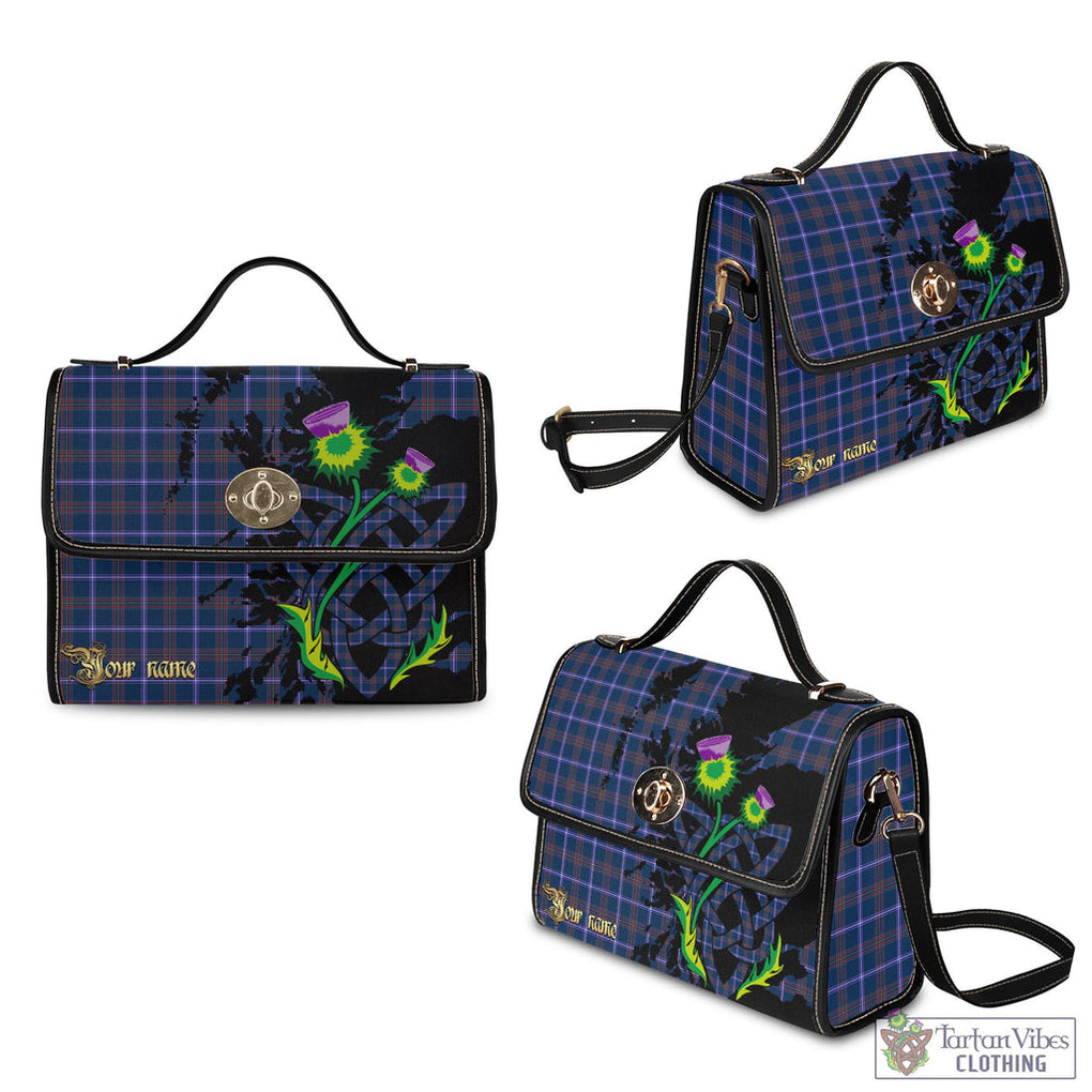 Tartan Vibes Clothing Jewish Tartan Waterproof Canvas Bag with Scotland Map and Thistle Celtic Accents