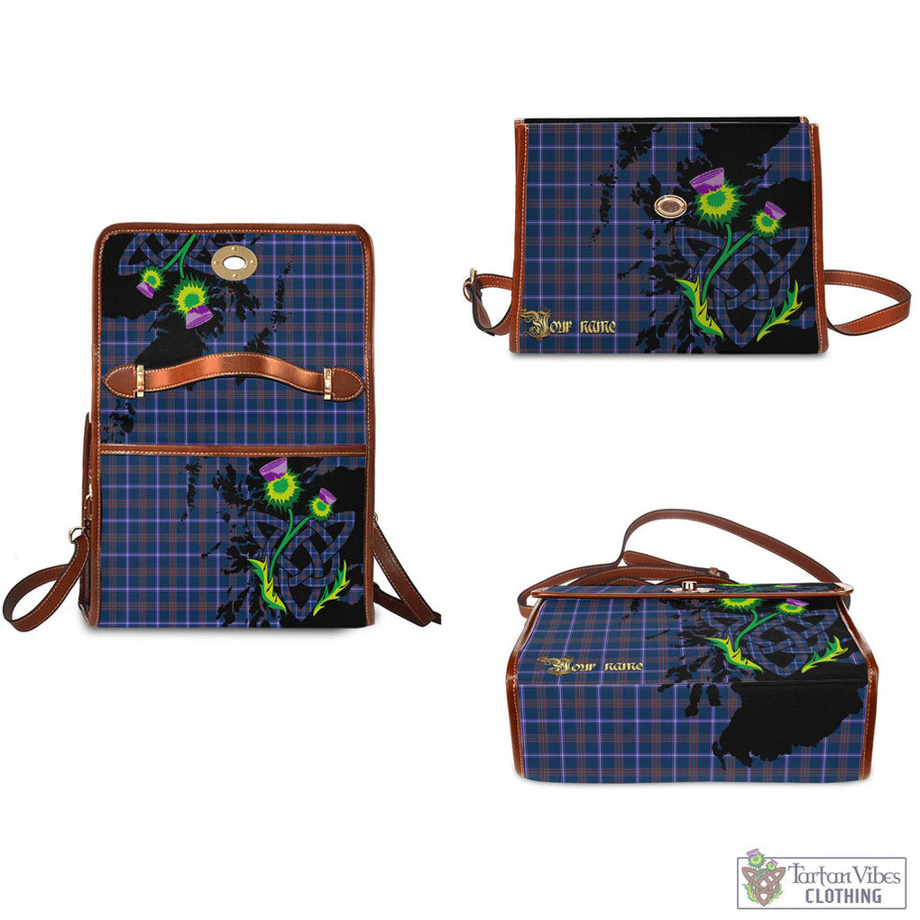 Tartan Vibes Clothing Jewish Tartan Waterproof Canvas Bag with Scotland Map and Thistle Celtic Accents