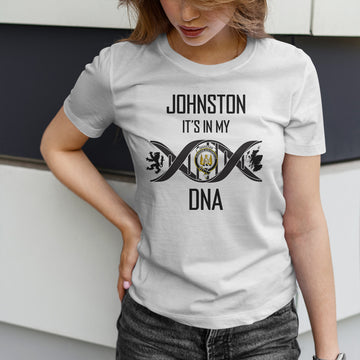 Johnston Family Crest DNA In Me Womens Cotton T Shirt