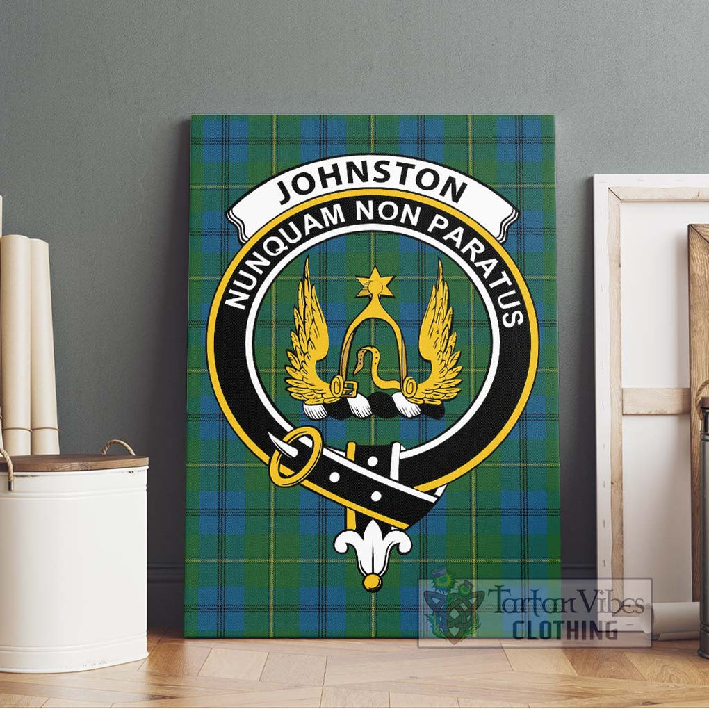 Johnston Tartan Canvas Print Wall Art with Family Crest Without Frame - Tartan Vibes Clothing