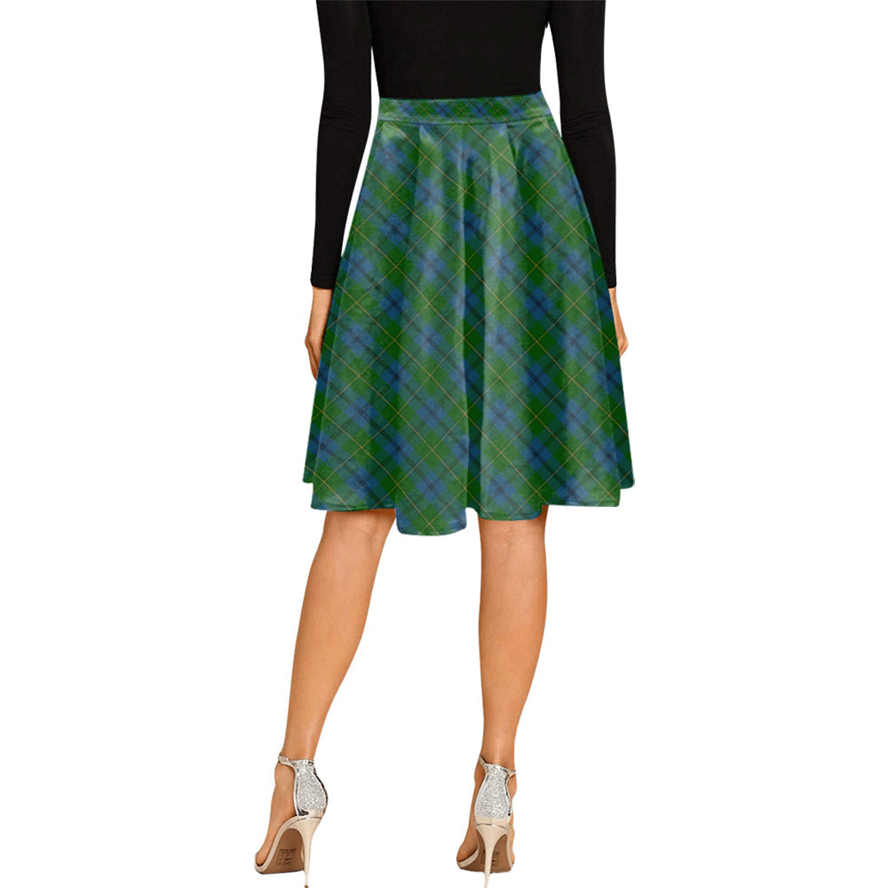 Johnstone (Johnston) Tartan Melete Pleated Midi Skirt Cross Style - Tartan Vibes Clothing