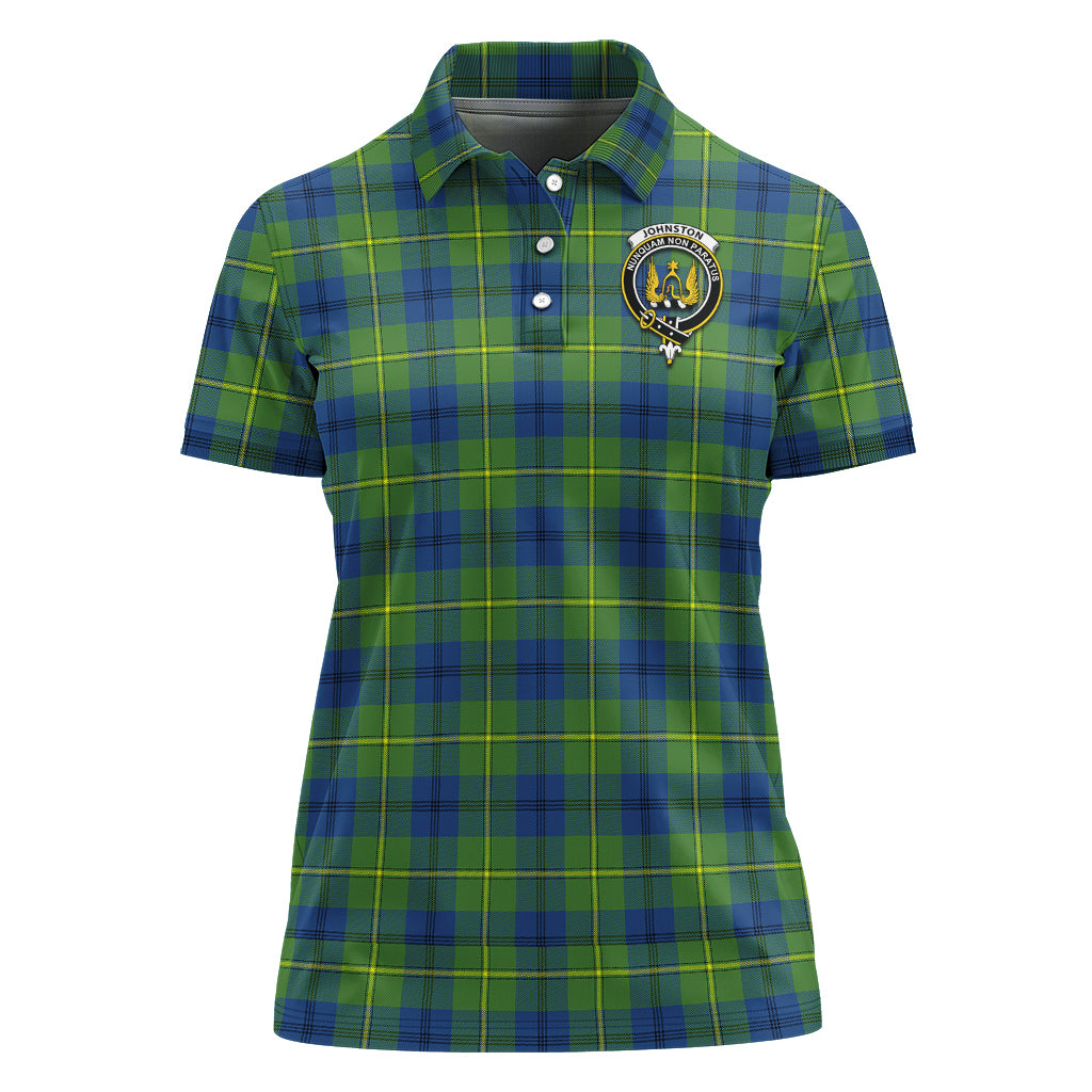 Johnstone-Johnston Ancient Tartan Polo Shirt with Family Crest For Women