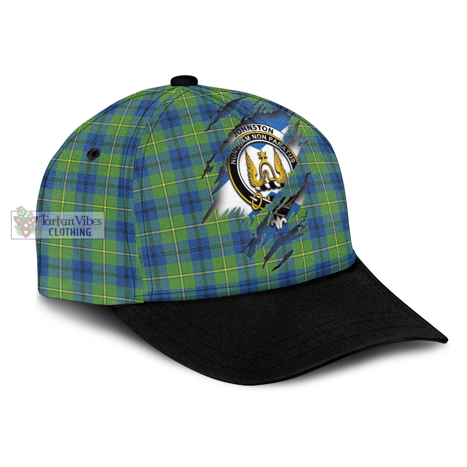 Tartan Vibes Clothing Johnston Ancient Tartan Classic Cap with Family Crest In Me Style