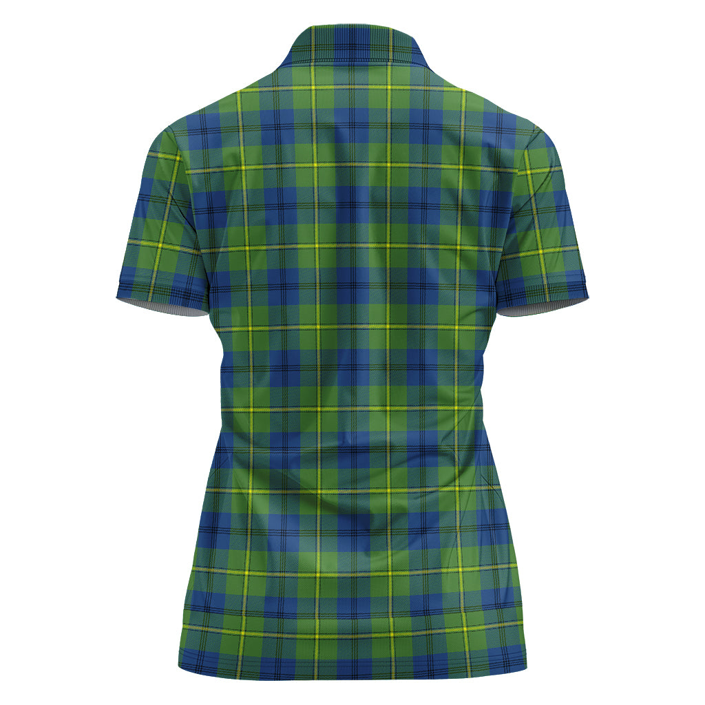 Johnstone-Johnston Ancient Tartan Polo Shirt with Family Crest For Women