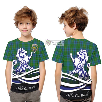 Johnstone (Johnston) Tartan Kid T-Shirt with Alba Gu Brath Regal Lion Emblem