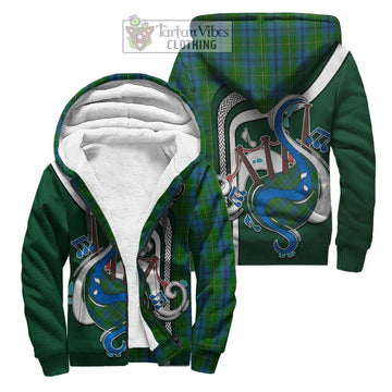 Johnstone (Johnston) Tartan Sherpa Hoodie with Epic Bagpipe Style