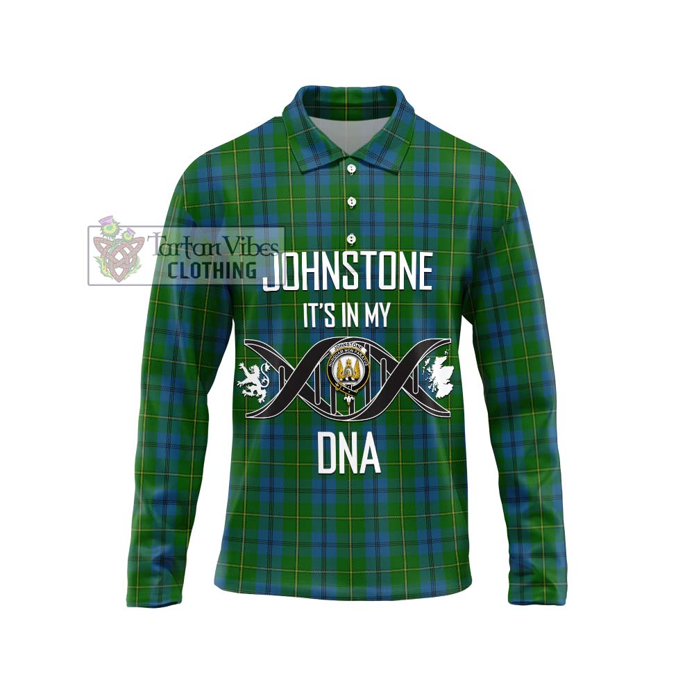 Johnstone (Johnston) Tartan Long Sleeve Polo Shirt with Family Crest DNA In Me Style Unisex - Tartanvibesclothing Shop