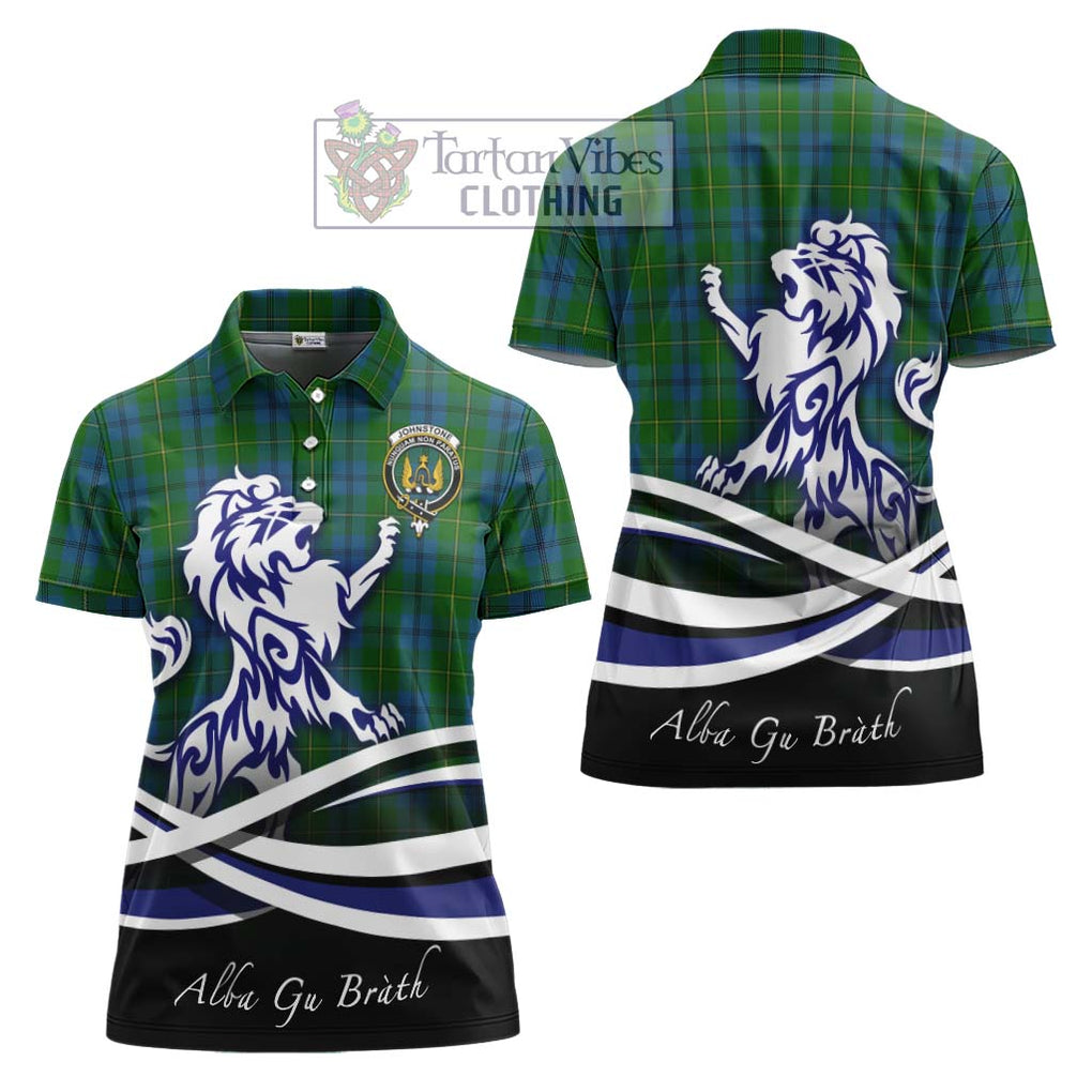 Johnstone (Johnston) Tartan Women's Polo Shirt with Alba Gu Brath Regal Lion Emblem Women - Tartanvibesclothing Shop