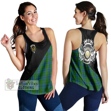 Johnstone (Johnston) Tartan Women's Racerback Tanks with Family Crest and Military Logo Style