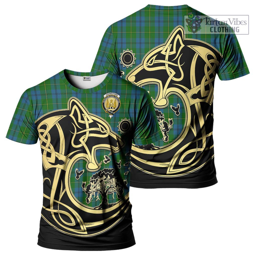 Johnstone (Johnston) Tartan T-Shirt with Family Crest Celtic Wolf Style Kid's Shirt - Tartan Vibes Clothing