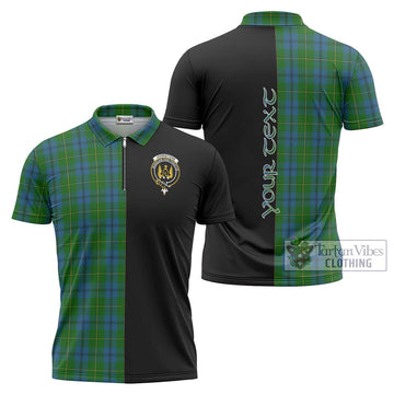 Johnstone (Johnston) Tartan Zipper Polo Shirt with Family Crest and Half Of Me Style