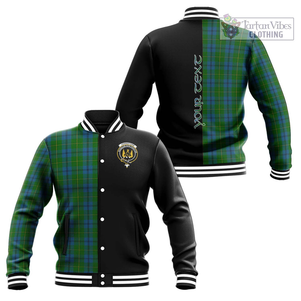 Johnstone (Johnston) Tartan Baseball Jacket with Family Crest and Half Of Me Style Unisex - Tartanvibesclothing Shop